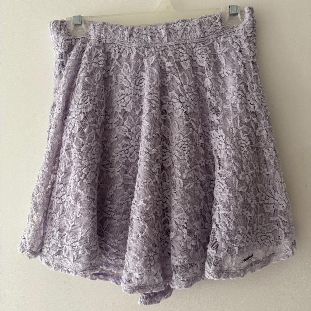 Abercrombie &‎ Fitch Purple Lilac Flower Lace Skirt with Stretchy Waist